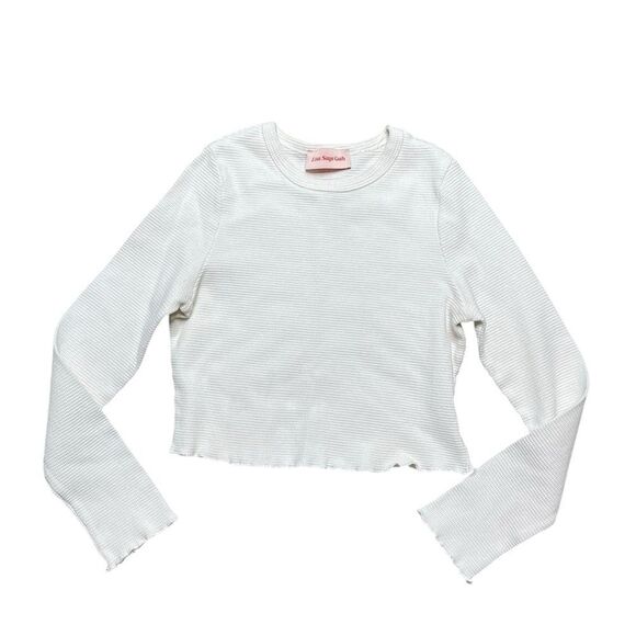 LISA SAYS GAH Cropped Thermal Shirt White Size Small - Picture 1 of 6